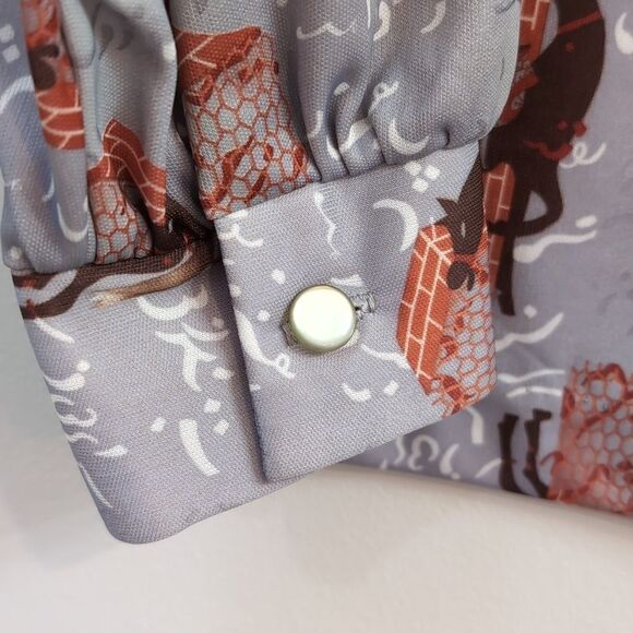 H BAR C Vintage Horse Print Cowgirl Rancher Pearl Button Long Sleeve Shirt Sz 34 - Picture 6 of 8